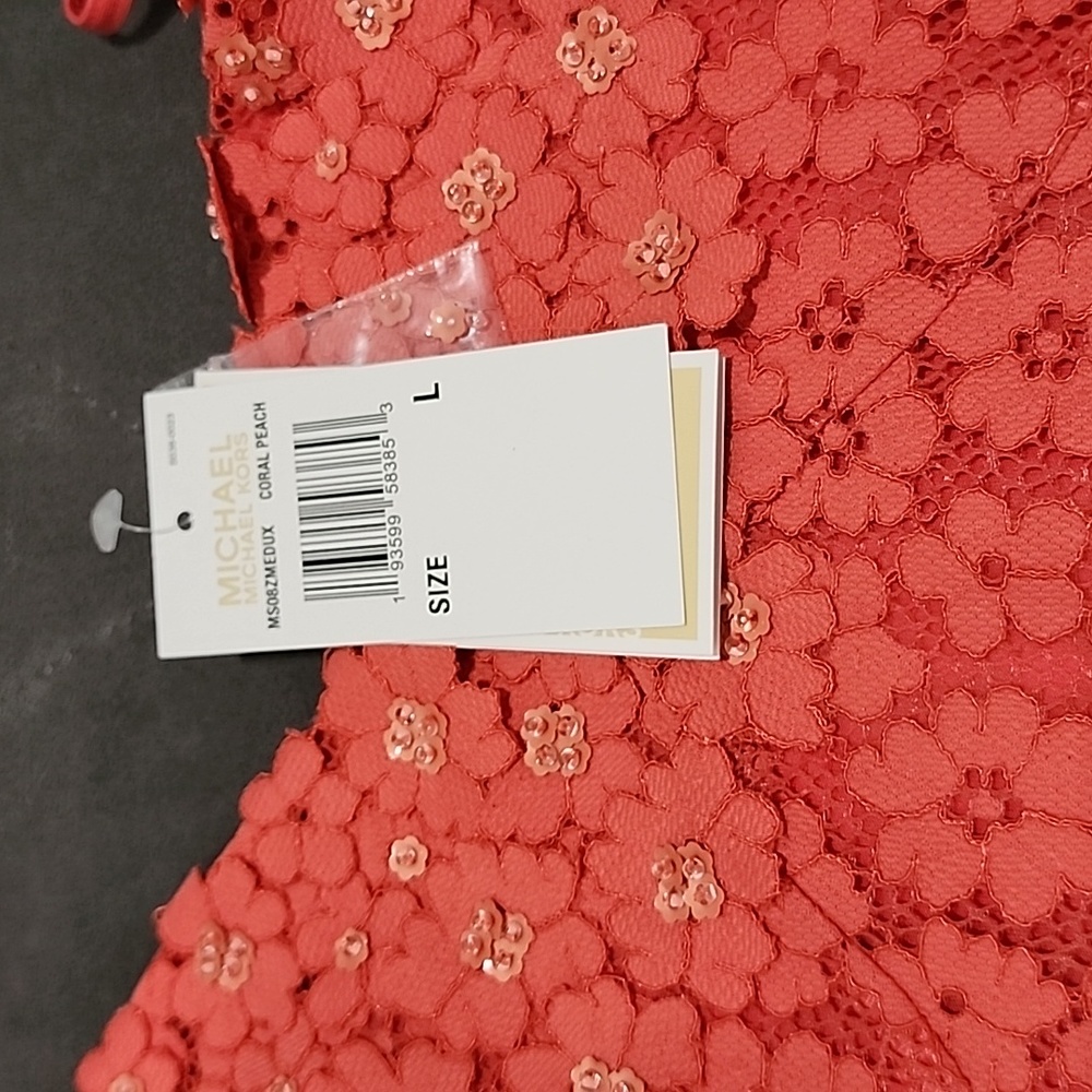 Michael Michael Kors Embellished Coral Peach Size Large Dress - Picture 9 of 14